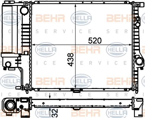 Chłodnica, układ chłodzenia silnika, BEHR HELLA SERVICE Version ALTERNATIVE 8MK 376 888-134 BEHR HELLA SERVICE