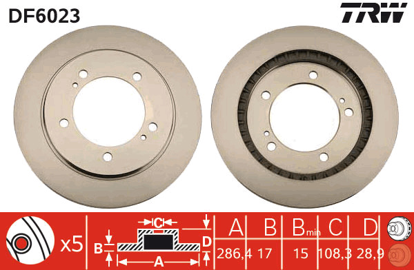 Tarcza hamulcowa DF6023 TRW
