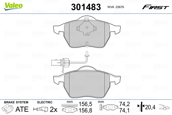 Klocki hamulcowe - komplet, FIRST 301483 VALEO
