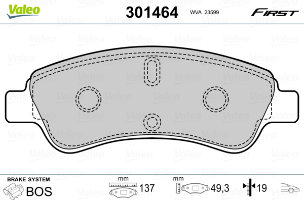 Klocki hamulcowe - komplet, FIRST 301464 VALEO