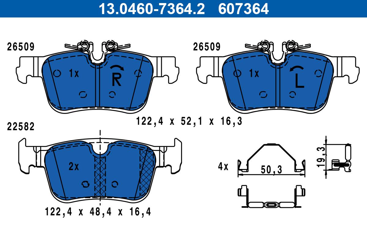 KLOCKI HAMULC. VOLVO S60 III 19- TYŁ 13.0460-7364.2 ATE