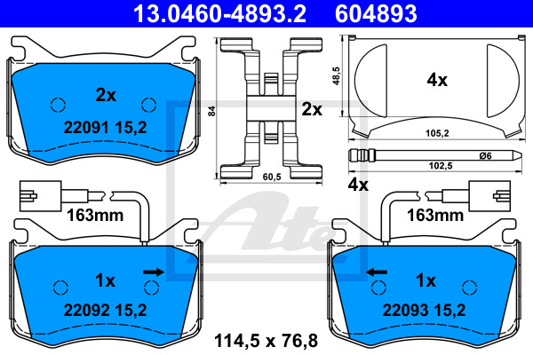 Klocki hamulcowe - komplet 13.0460-4893.2 ATE