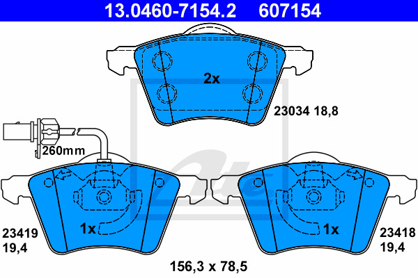 Klocki hamulcowe - komplet 13.0460-7154.2 ATE