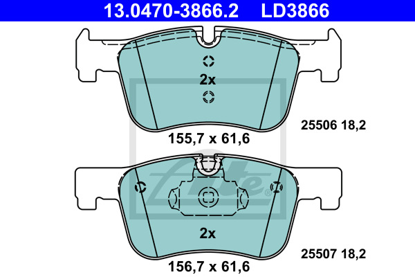 Klocki hamulcowe - komplet, ATE Ceramic 13.0470-3866.2 ATE