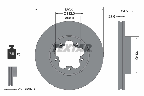 Tarcza hamulcowa, PRO 92151803 TEXTAR