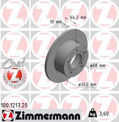 Tarcza hamulcowa, COAT Z 100.1217.20 ZIMMERMANN