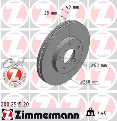 Tarcza hamulcowa, COAT Z 200.2515.20 ZIMMERMANN