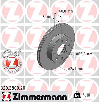 Tarcza hamulcowa, COAT Z 320.3800.20 ZIMMERMANN
