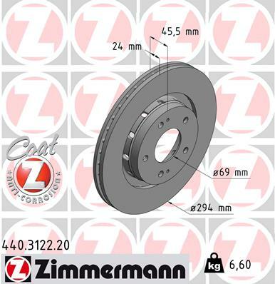 Tarcza hamulcowa, COAT Z 440.3122.20 ZIMMERMANN
