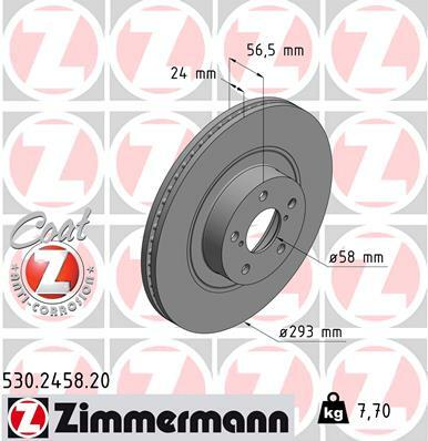 Tarcza hamulcowa, COAT Z 530.2458.20 ZIMMERMANN