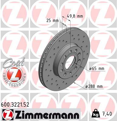 Tarcza hamulcowa, SPORT COAT Z 600.3221.52 ZIMMERMANN