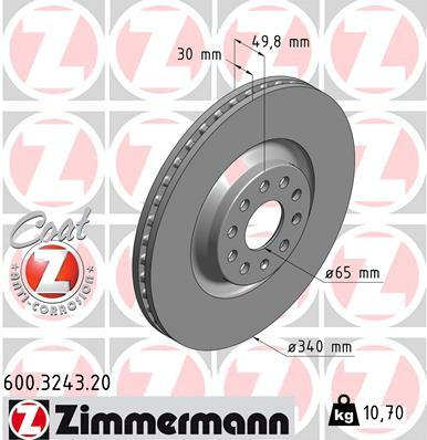 Tarcza hamulcowa, COAT Z 600.3243.20 ZIMMERMANN